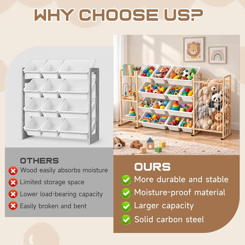 Toy Storage Organizer w Shelves, Bins, Stuffed Animal Storage & Organizer