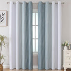 Estelar Textiler Stone Blue and Greyish White Blackout Curtains 84 Inches Long - Image 2