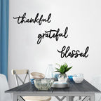 Thankful Grateful Blessed Letter Sign Metal Wall Decor, 3 Piece Black Letters Wall Art for Bathroom Bedroom Metal Words Wall Decor for Home Decor