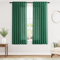 Dark Green Linen Curtains for Living Room 63 Inches Long 2 Panel Set Light by Nanspring