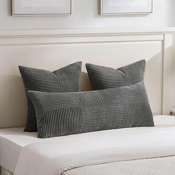 Fancy Homi 2 Packs Dark Gray Big Decorative Throw Pillow Covers 24x24 Inch - Image 5