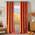 MIULEE 90 Inches Velvet Curtains Orange Elegant Grommet Curtains Fall Thermal by MIULEE