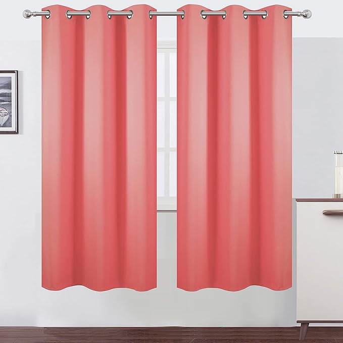 LEMOMO Coral Thermal Blackout Curtains/42 x 72 Inch/Set of 2 Panels Room - Image 2