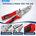 16-in-1 Wire Stripper and Crimping Tool, Foldable Wire Cutter with Rechargeable 12-250V AC/DC Voltage Tester for Hot/Neutral Checks, Home Wiring and DIY Repair (Red1)