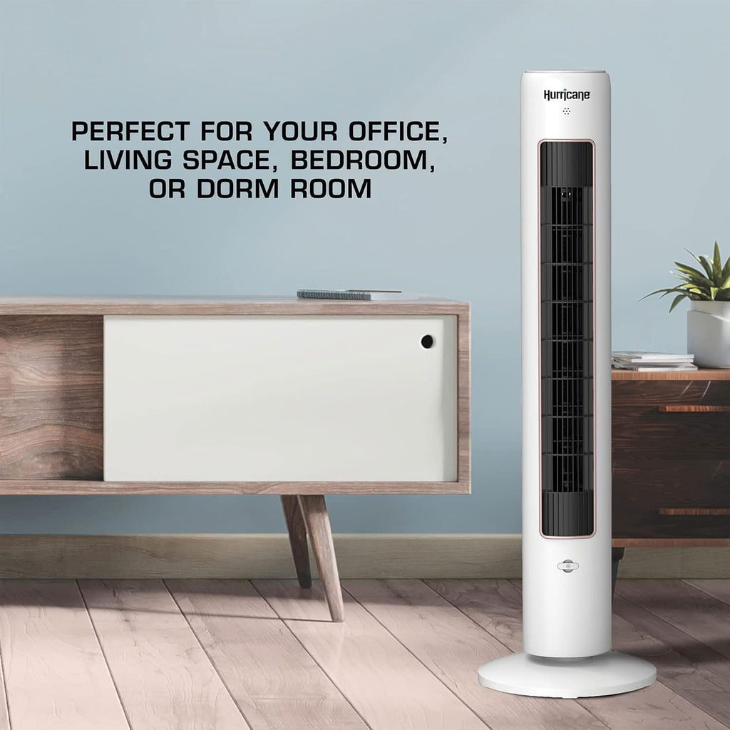 Hurricane Triple Action Air Enhancing Tower Fan, White, 40in, 2 Pack