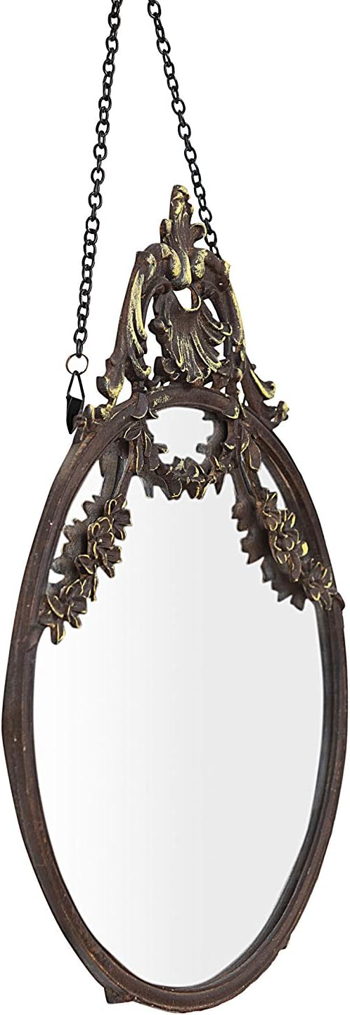 Creative Co-Op Pewter Framed Wall Mirror with Decorative Chain and Antique Finish, Bronze
