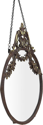 Creative Co-Op Pewter Framed Wall Mirror with Decorative Chain and Antique Finish, Bronze