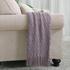 BOURINA Dark Lavender Throw Blanket 50 x90 Inches Textured Solid Soft Sofa - Image 2