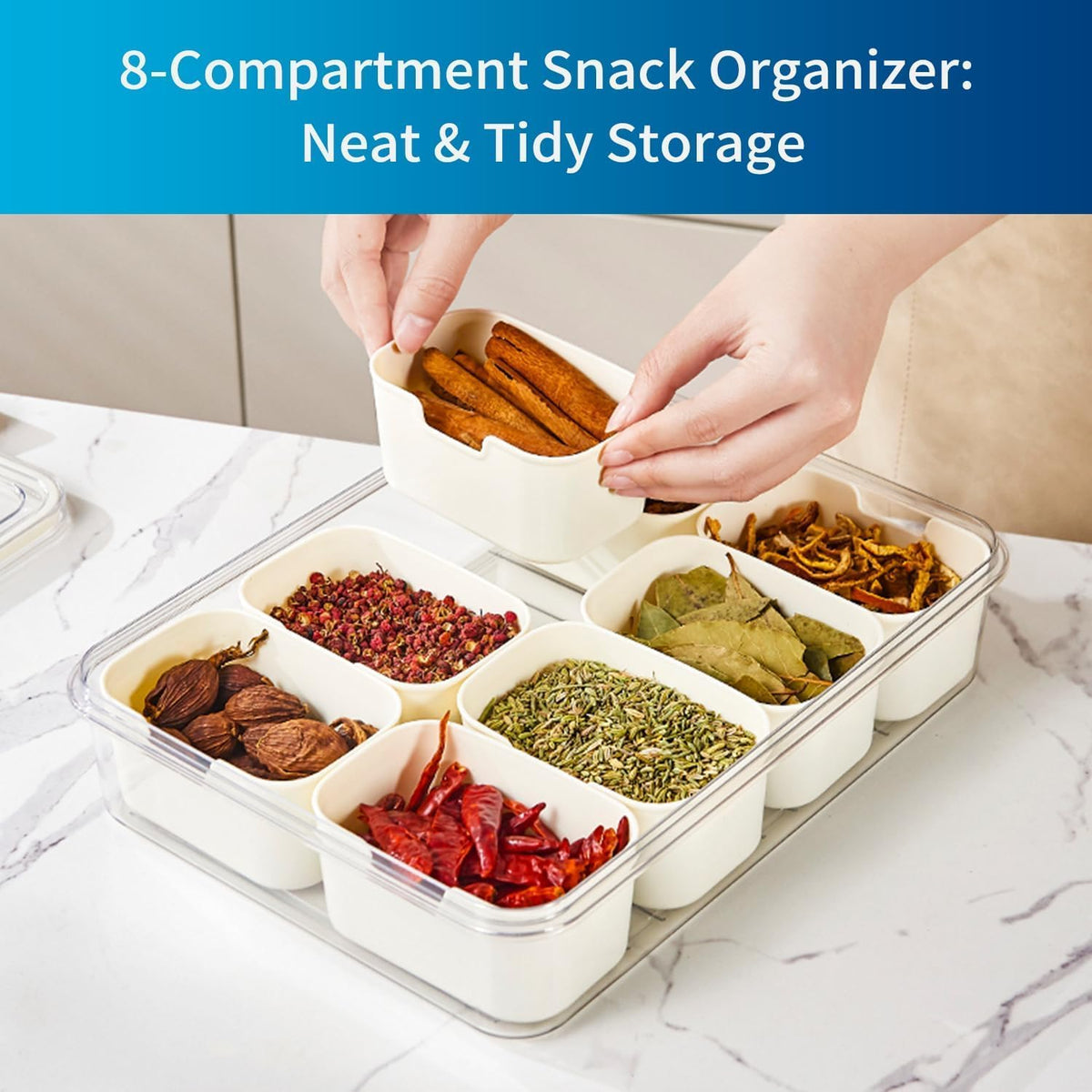 Pure Future 2 Pack 8-Compartment Snackle Box Container | Divided Snack Tray