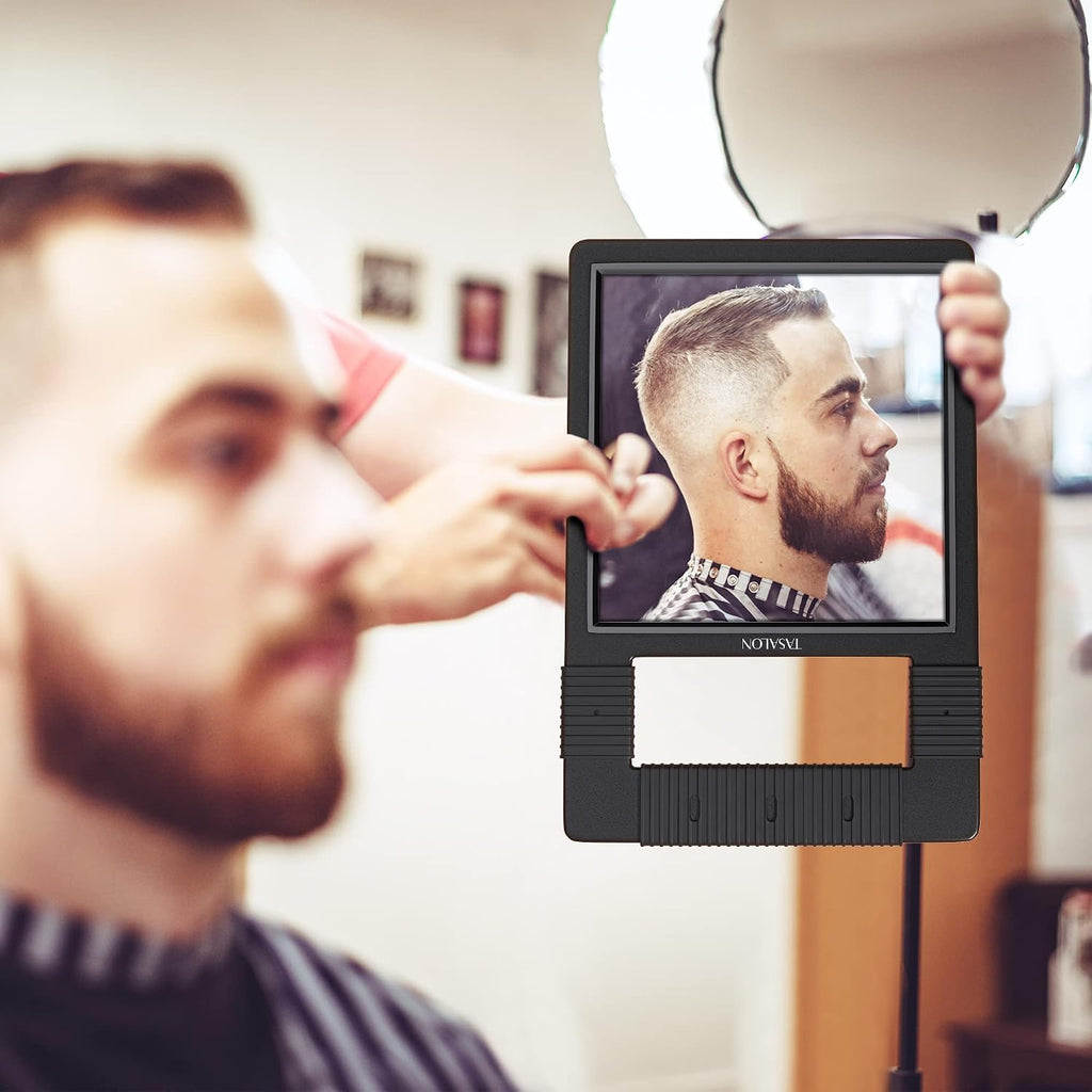 TASALON Unbreakable Handheld Mirror with Silicone Handle, Black