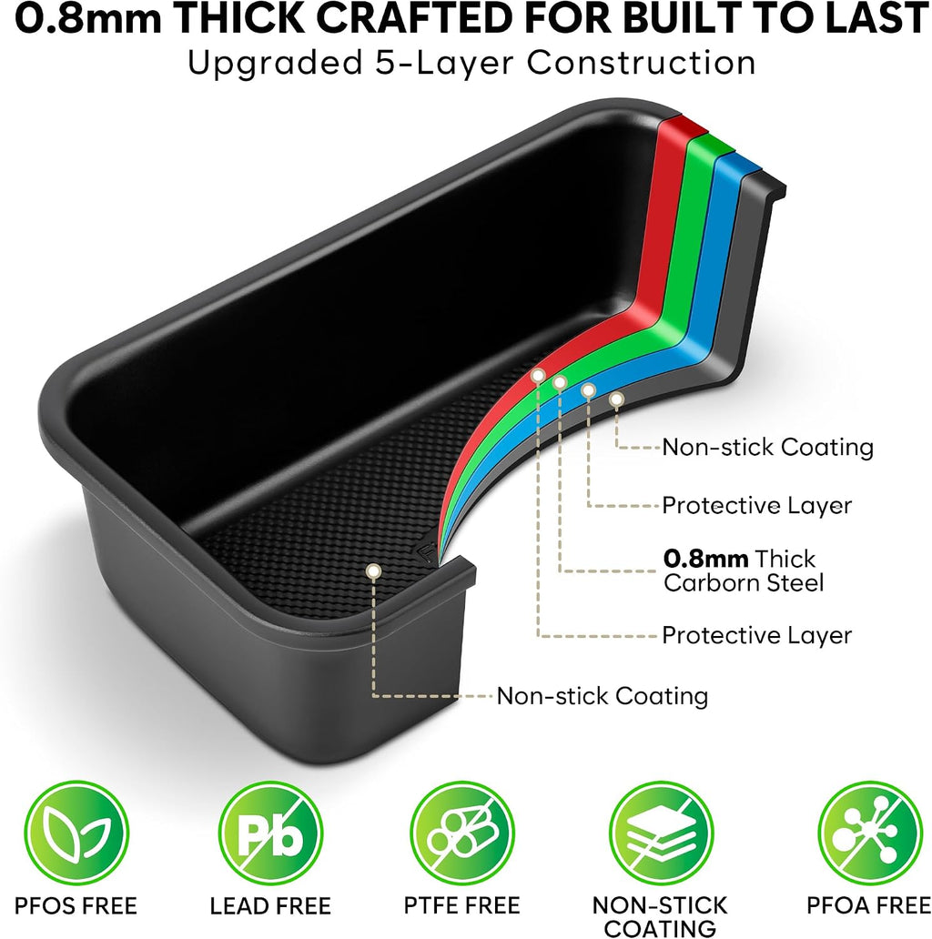 10-Piece Nonstick Bakeware Set, 0.8MM Thick Carbon Steel Baking Pan Set for Oven with Cookie Sheet, Muffin Pan, Pizza Pan, Loaf Pan and Cooling Rack, Stackable Kitchen Baking Set, PFOA/PTFE Free