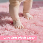 yulidayang Pink Fluffy Round Area Rugs - Image 2