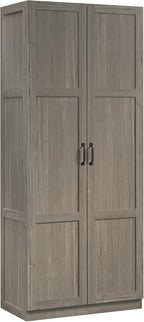 Sauder HomePlus Farmhouse Multipurpose Storage Cabinet Tall Pantry with Adjustable Shelves, in White Finish