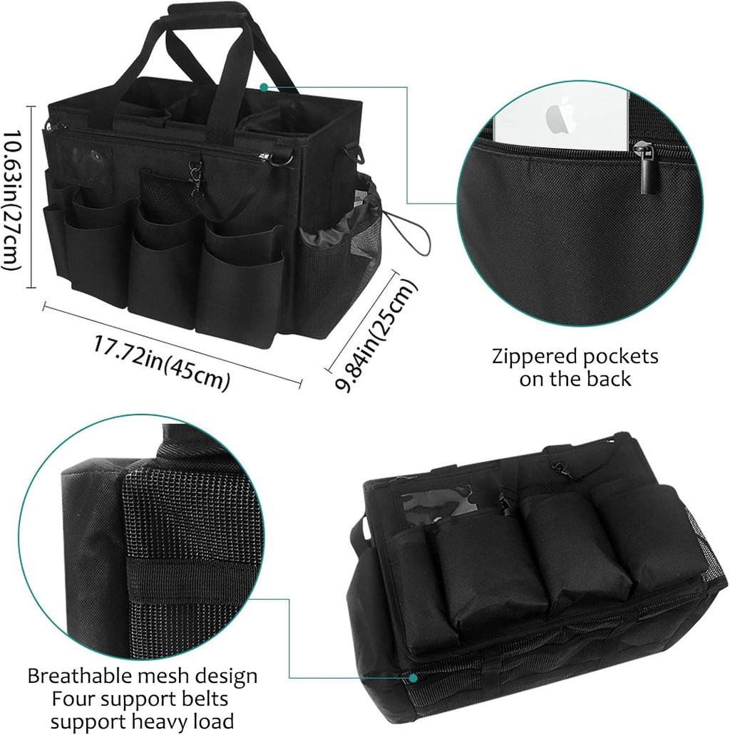 Cleaning Caddy Bag,Cleaning Caddy with Handle for Housekeepers,Black Square