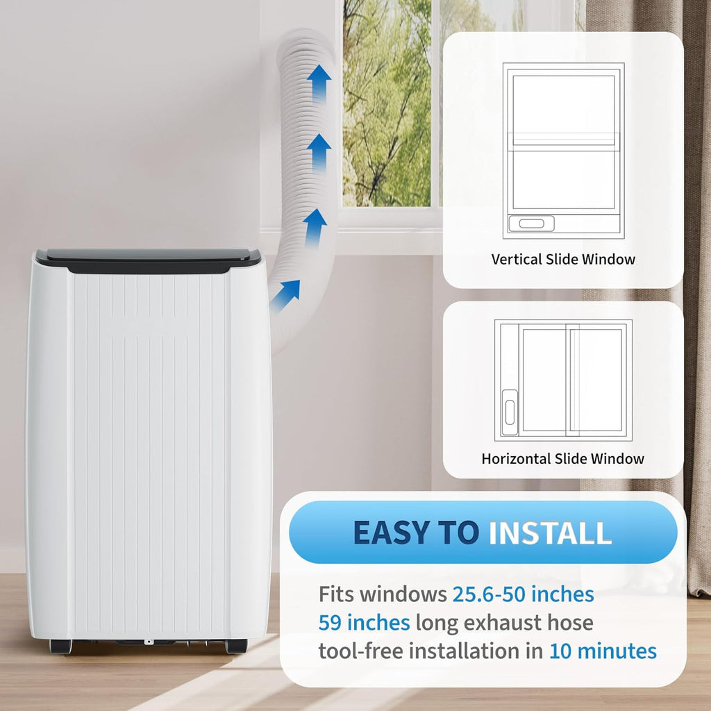 GarveeTech 12000 BTU Portable Air Conditioner, 3-in-1 AC Unit with Dehumidifier & Fan for Rooms up to 550 Sq.Ft, Quiet Cooling Conditioner with Remote Control for Bedroom/Home/Office
