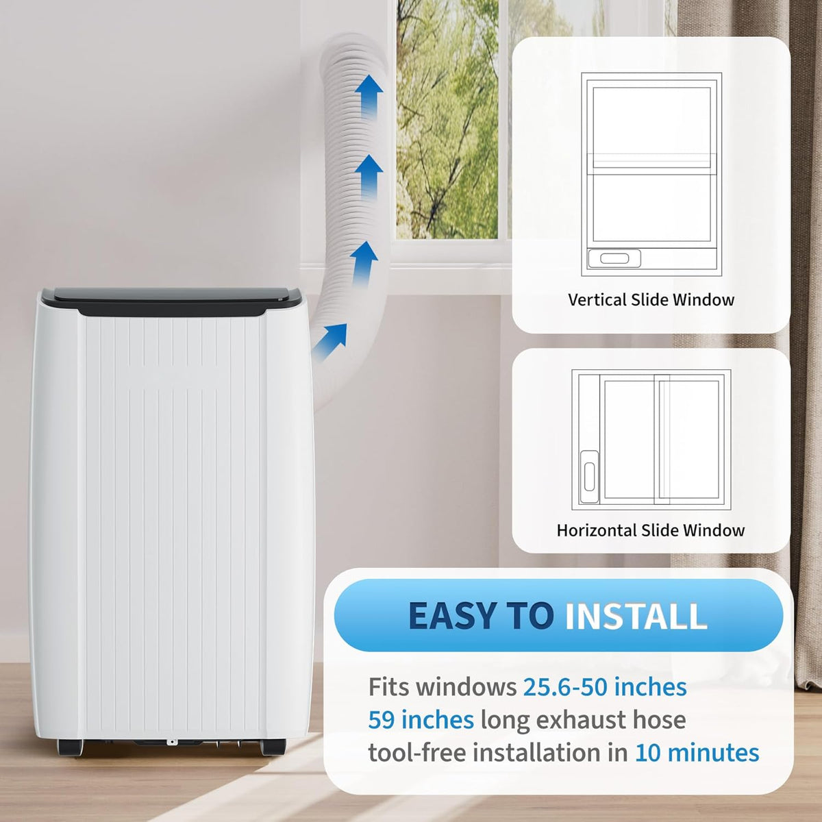 GarveeTech 12000 BTU Portable Air Conditioner, 3-in-1 AC Unit with Dehumidifier & Fan for Rooms up to 550 Sq.Ft, Quiet Cooling Conditioner with Remote Control for Bedroom/Home/Office