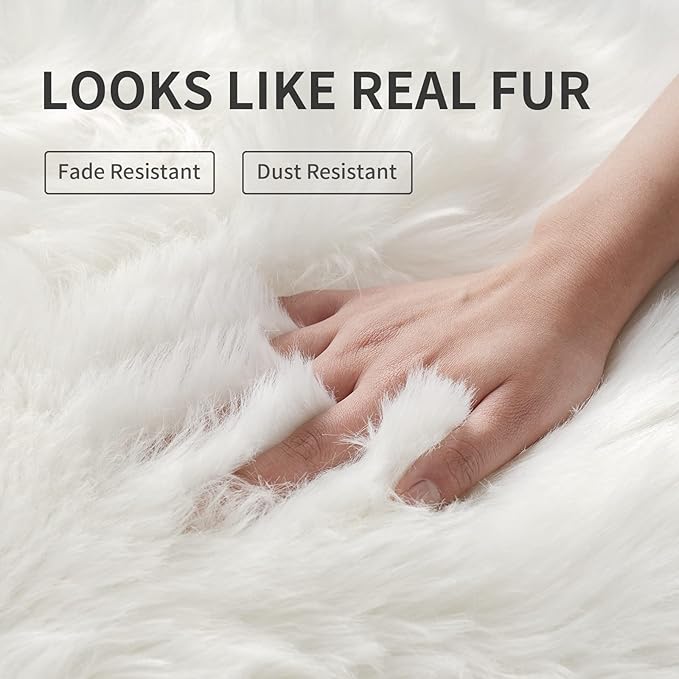 Faux Fur Rug Sofa Chairs Cover, 2X3 Shaggy Furry Rugs - Image 3