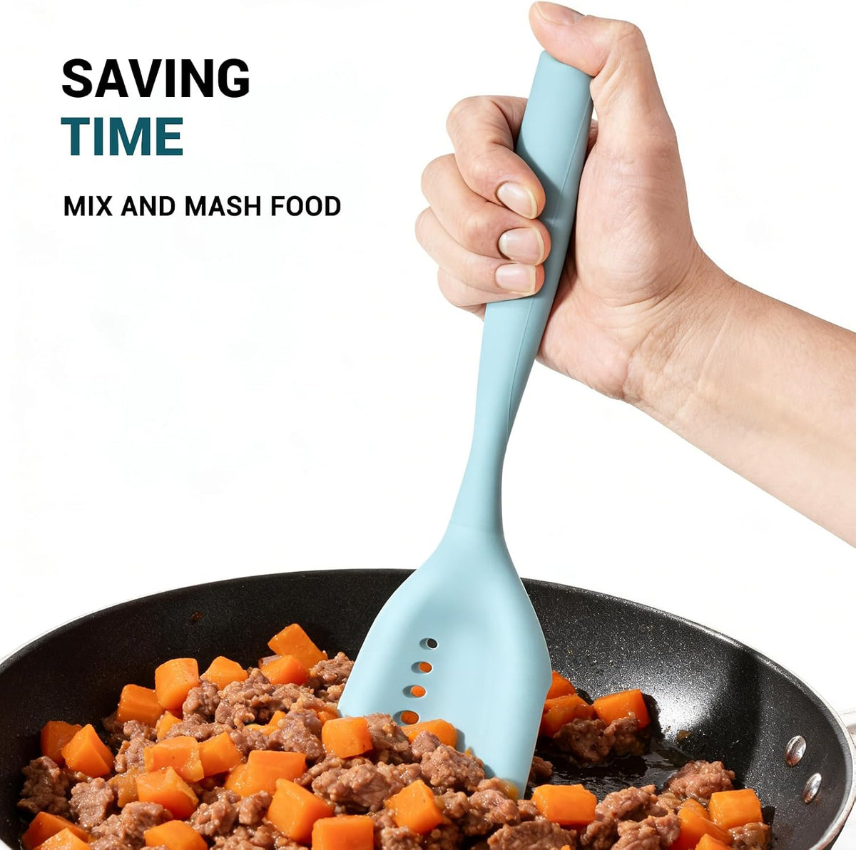 2Pack Meat Chopper Mincing Spatula, Silicone Grinder for Ground Beef