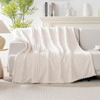 50x70 Inch Beige Throw Blanket by Unknown
