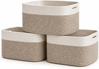 OrganiHaus Cotton Rope Baskets for Shelves, Set of 3, 15x9x10