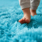 Amdrebio Blue Round Rug 5Ft for Bedroom, Fluffy Circle Area Rugs for Kids Room - Image 4