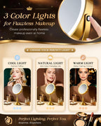 30X/1X Makeup Mirror with Lights, 8" Double Sided Vanity Mirror with Lights
