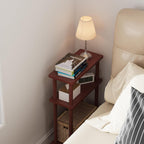 Apicizon Small Narrow Side Table, 3-Tier Skinny End Table, Dark Brown