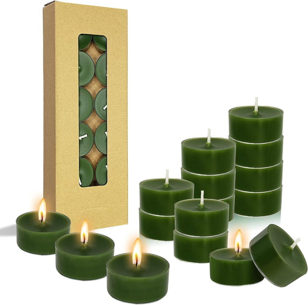 Festive Cedar & Apple Scented Tealight Candles, 12 Pack Red Green Colored Holiday Tea Lights with Clear Cups | Long-Lasting for Seasonal Home Decor,T01-12S-RDCDAL