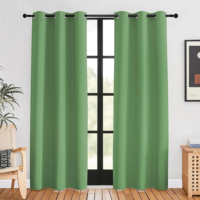 NICETOWN Blackout Curtains for Bedroom, Forest Green, 42 W by 80 L, Thermal by NICETOWN