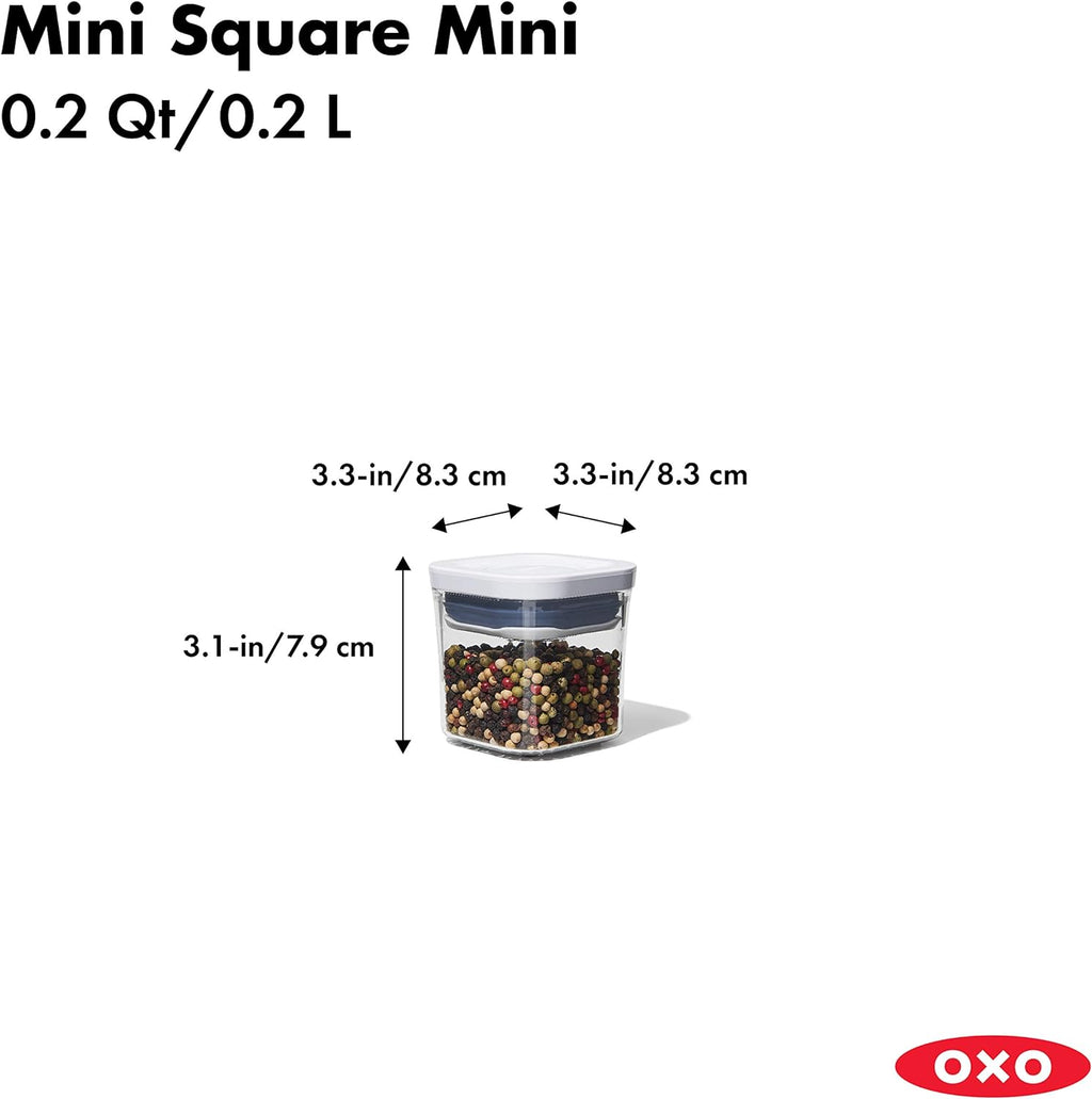 OXO Good Grips 4-Piece Mini POP Container Set Good Grips POP Container – Airtight 1.7 Qt for Coffee and More Food Storage, Rectangle, Clear