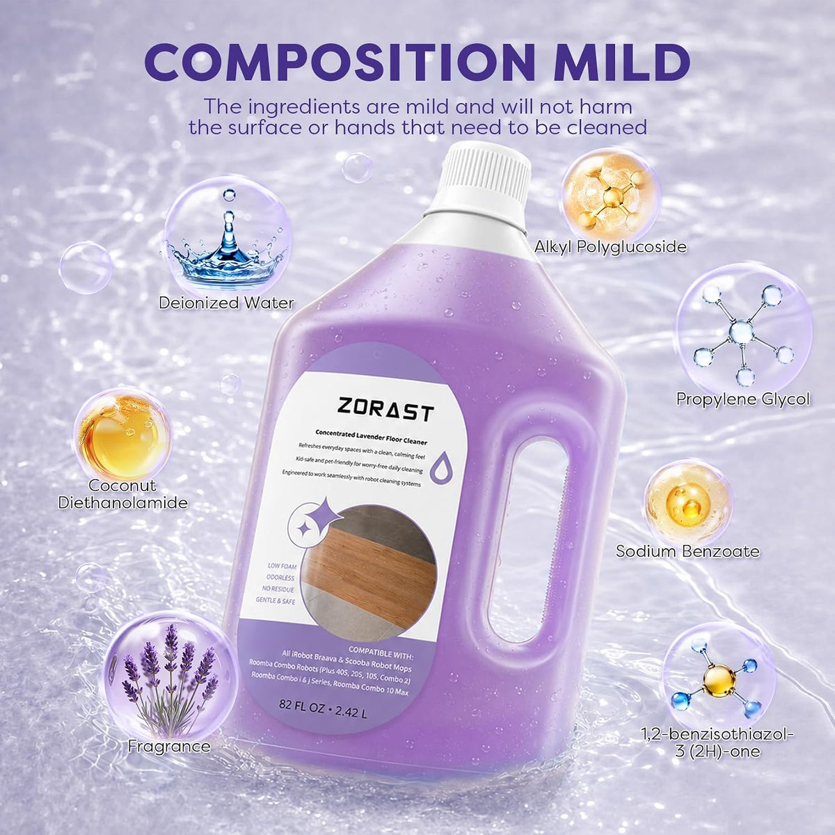 82 FL OZ Lavender Floor Cleaning Solution Compatible with iRobot Roomba