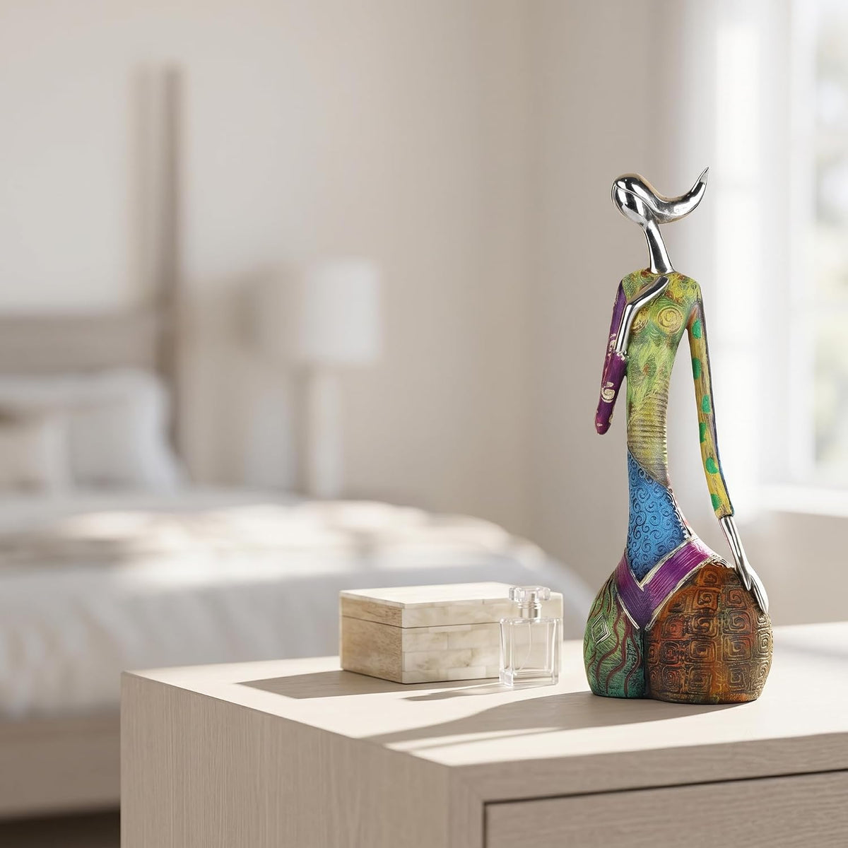 suruim Colorful Abstract Women Figurines Sculptures Home Decor for Shelves Yoga Pose Art Statue Modern Home Decoration Living Room Zen Decor Tables Ornaments (Elegance)