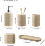 Bathroom Accessories Set, 5PCS, Travertine Stone Look, Yellow