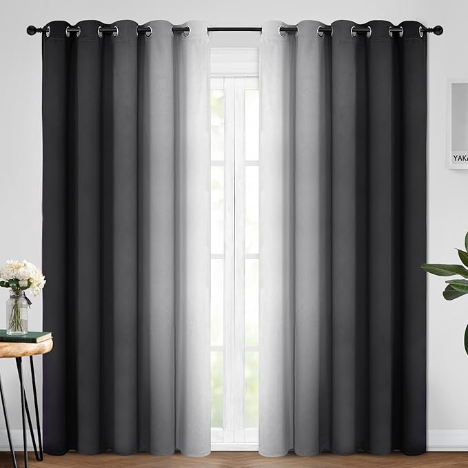 Yakamok Room Darkening Ombre Curtains 84 Inch Length, Light Blocking Grommet by Yakamok