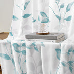 HOMEIDEAS Non-See-Through Teal and White Privacy Sheer Curtains 52 X 96 Inch - Image 5