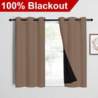 NICETOWN Cappuccino Bedroom Full Blackout Cold Blocking Short Curtain Panels - Image 2