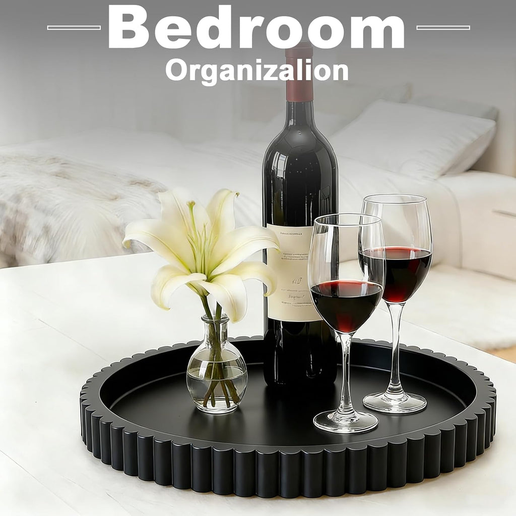 Round Decorative Tray for Coffee Table Decor Table Centerpieces
