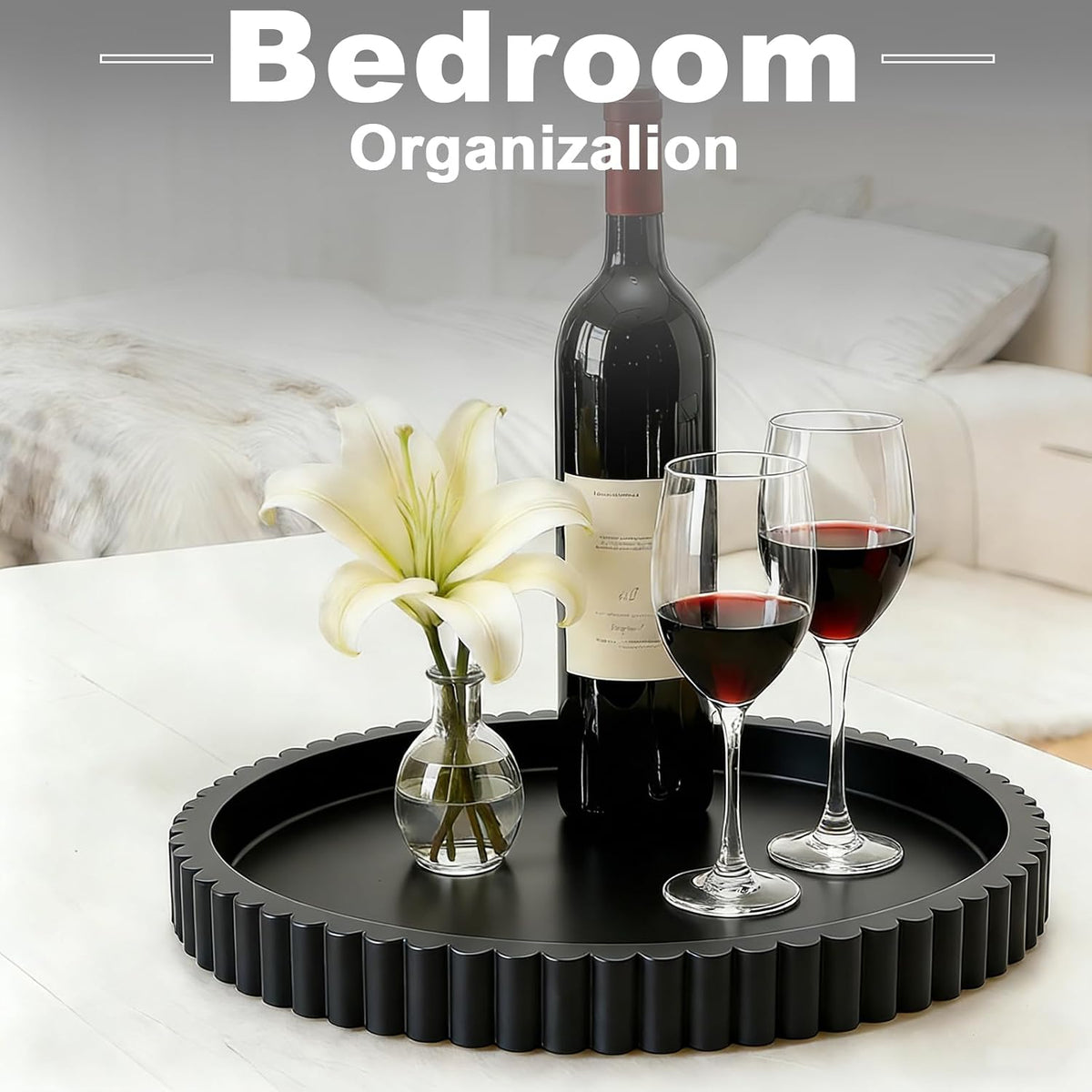 Round Decorative Tray for Coffee Table Decor Table Centerpieces