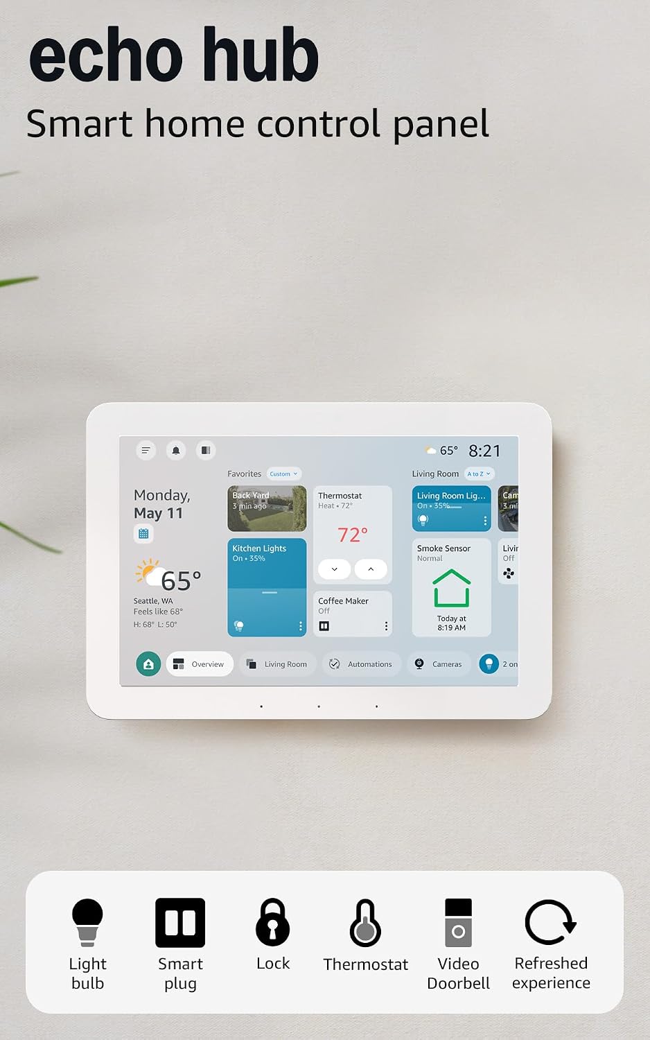 Amazon Echo Hub (newest model), 8", Redesigned with customizable control and Alexa+, Compatible with thousands of devices