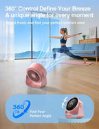 Small Desk Fan, Ultra-Quiet Desktop Air Circulator, Touch Screen Control, Multi-Speed Desktop Fan with LED Light, Quiet Table Fan for Bedroom, USB Rechargeable Small Fan for Desk(Pink)