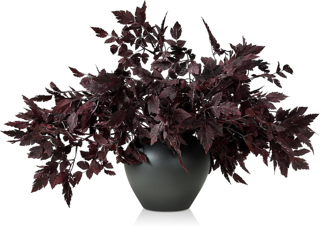 Lyrow 6 Pack 18 Inches Fall Stem Artificial Cimicifuga Plum Leaf Spray