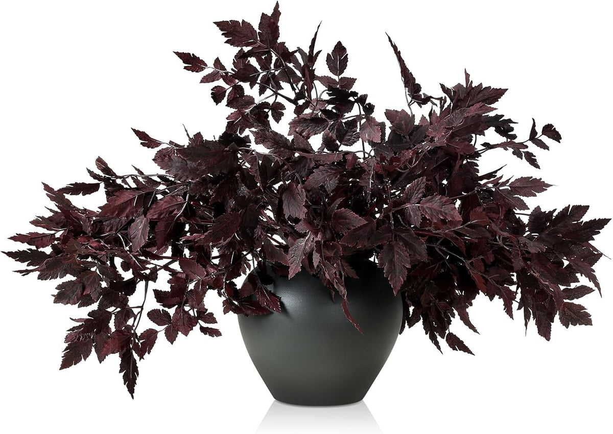 Lyrow 6 Pack 18 Inches Fall Stem Artificial Cimicifuga Plum Leaf Spray