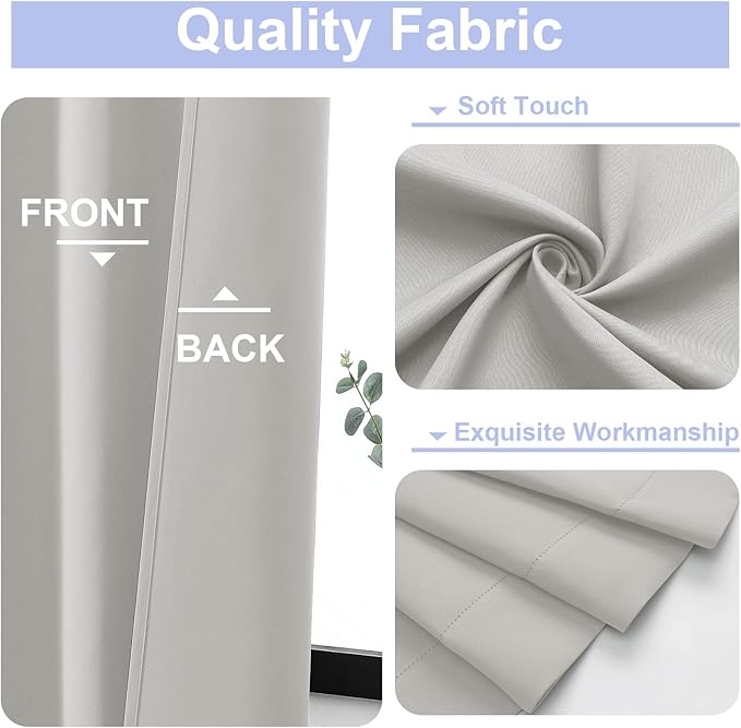 Simplebrand Ava Natural Short 24 Inches Blackout Curtain 2 Panels Set, Half - Image 3