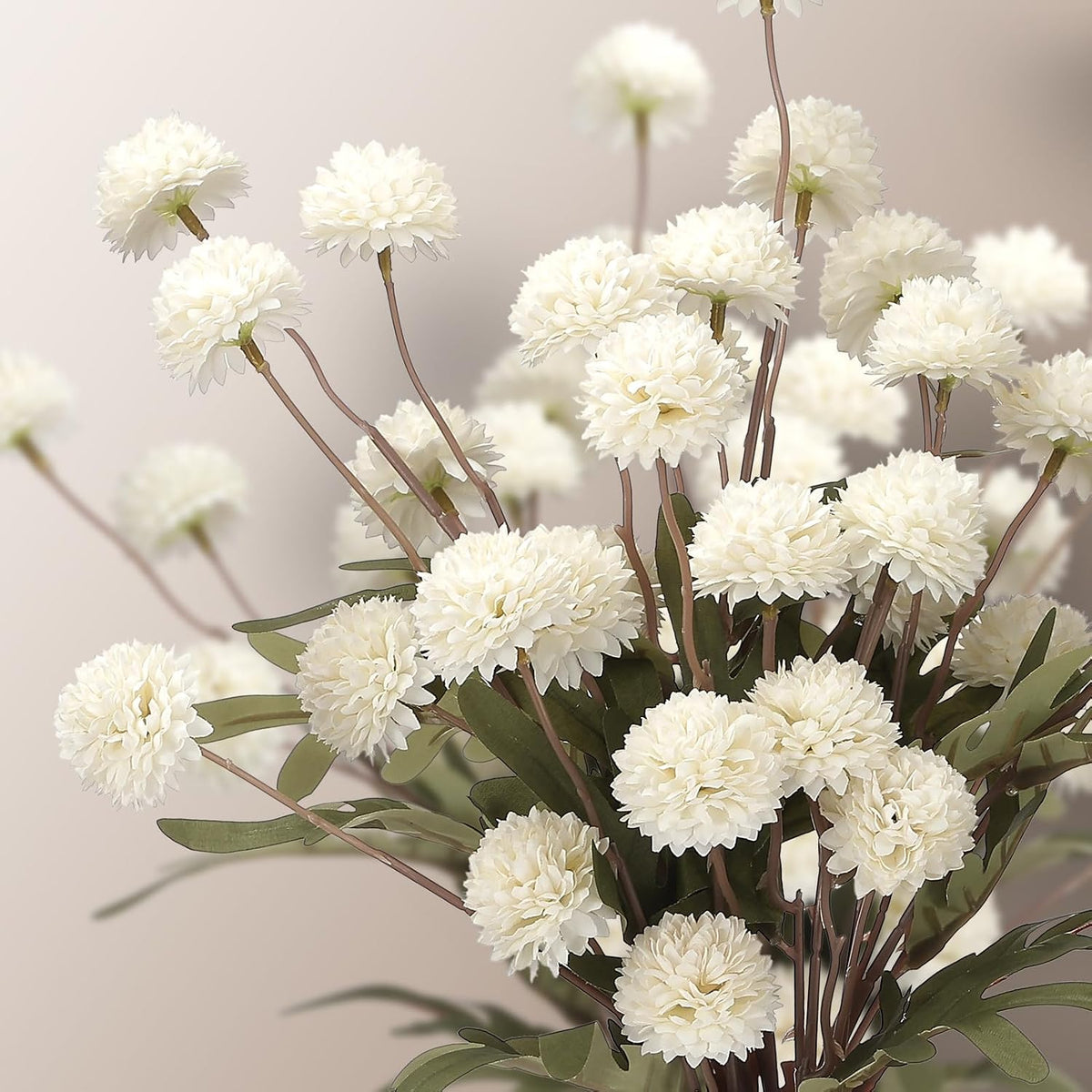 6PCS Mums Artificial Flowers with Vase - Small Silk Fake Flowers Suitable for Vase Bedroom Dining Room Living Rooms Decor Home Table Decor