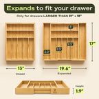 ROYAL CRAFT WOOD Luxury Bamboo Kitchen Drawer Organizer for Kitchen Organization - Silverware Organizer, Utensil Holder & Cutlery Tray Drawer Dividers for Flatware Silverware Storage, 9 Slot, Natural