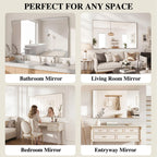 Koonmi Silver Rectangle Wall Mirror, 30x40 Inch Bathroom Mirror, Aluminum Frame Vanity Mirror for Entryway, Living Room, Bedroom Bathroom, Hangs Horizontally or Vertically