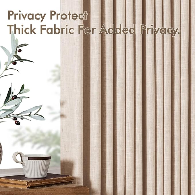 MIULEE Pinch Pleated Thick Linen Curtains 96 Inches Long 2 Panels - Image 7