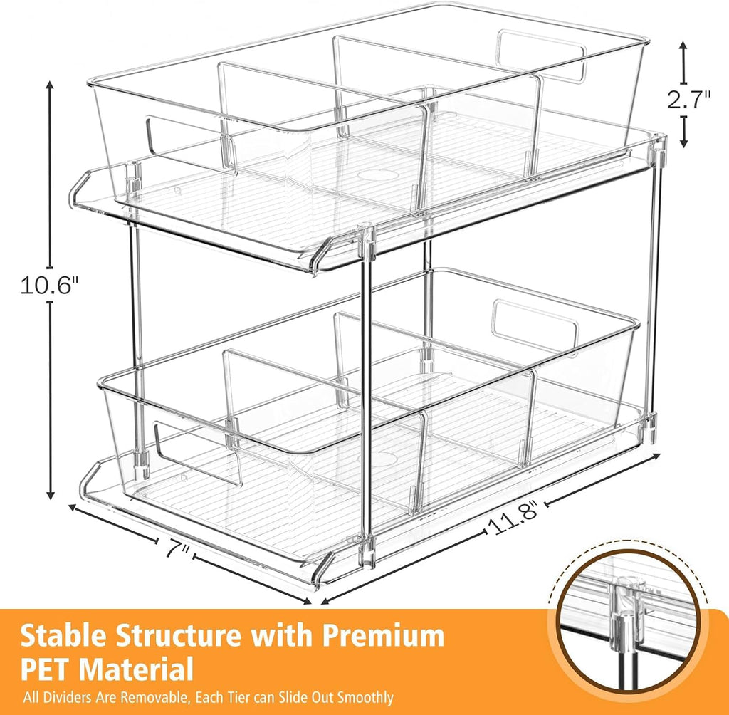 Bathroom Under Sink Organizers and Storage, 2 Tier, 2 Packs