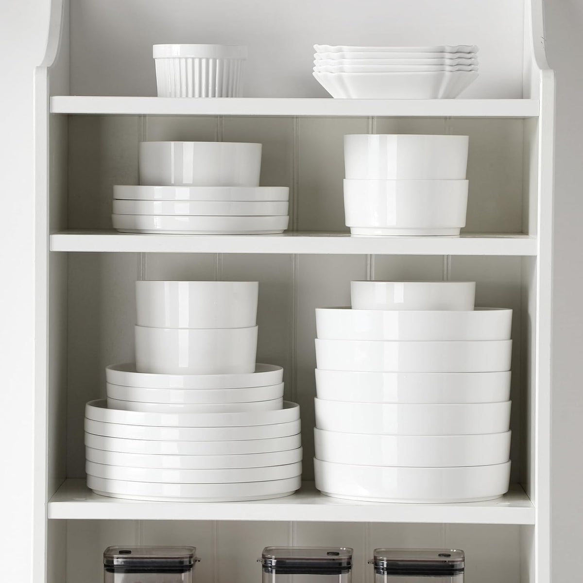 MALACASA 12-Piece Porcelain Dinnerware Set, Modern White Dish Set for 4