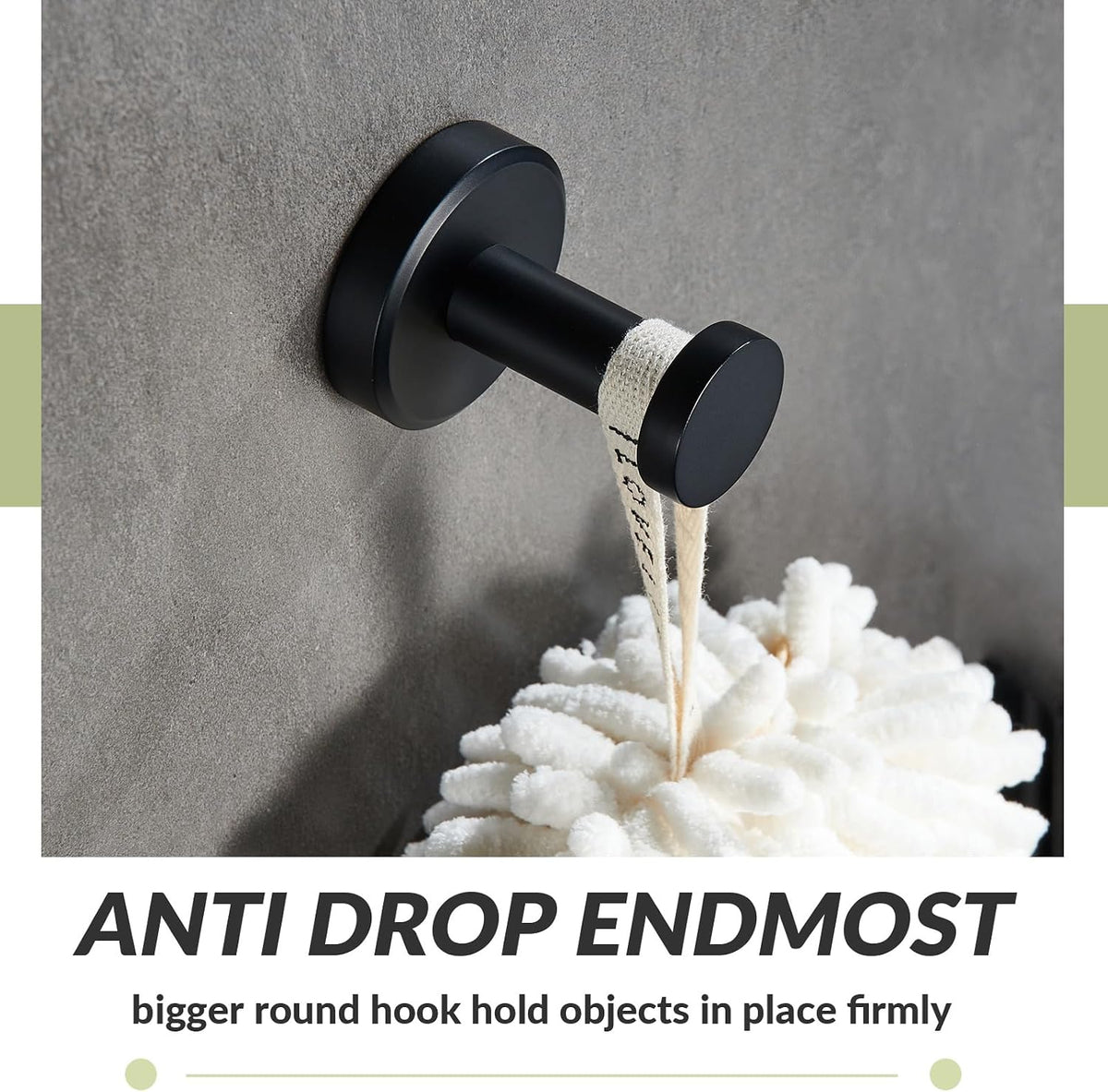 APLusee Matte Black Towel Hook for Bathroom Home Storage, Wall Mounted